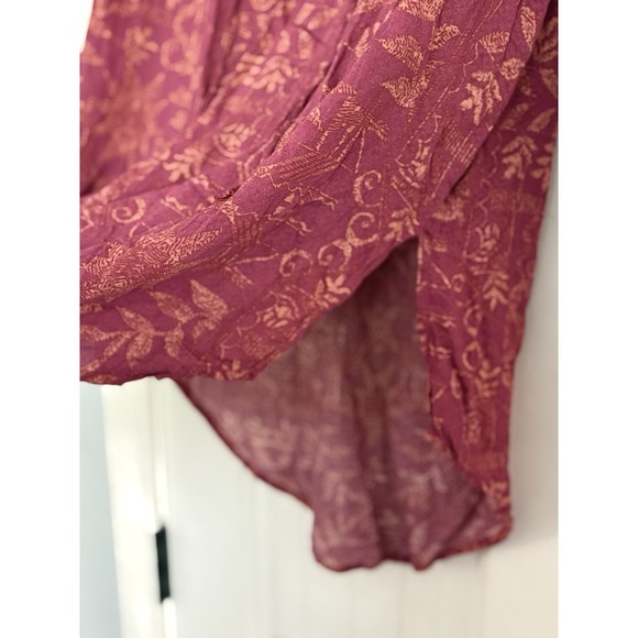 Free People Bohemian Long Sleeve S Mia Tunic Aztec Print Blouse Pink Viscose - Picture 4 of 6